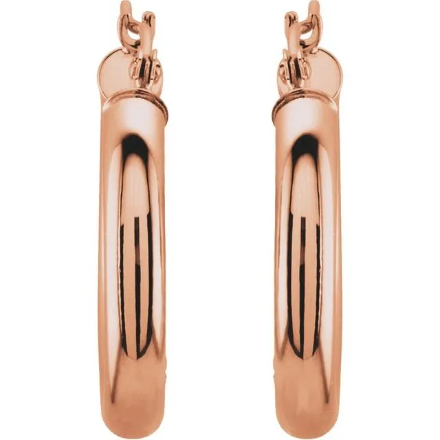 TreasureFineJewelers Earrings 14K Rose Gold 20 mm Tube Hoop Earrings