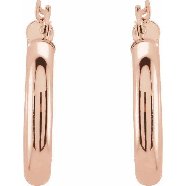 TreasureFineJewelers Earrings 14K Rose Gold 20 mm Tube Hoop Earrings
