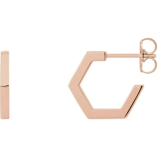 TreasureFineJewelers Earrings 14K Rose Gold Geometric 126 mm Huggie Earrings