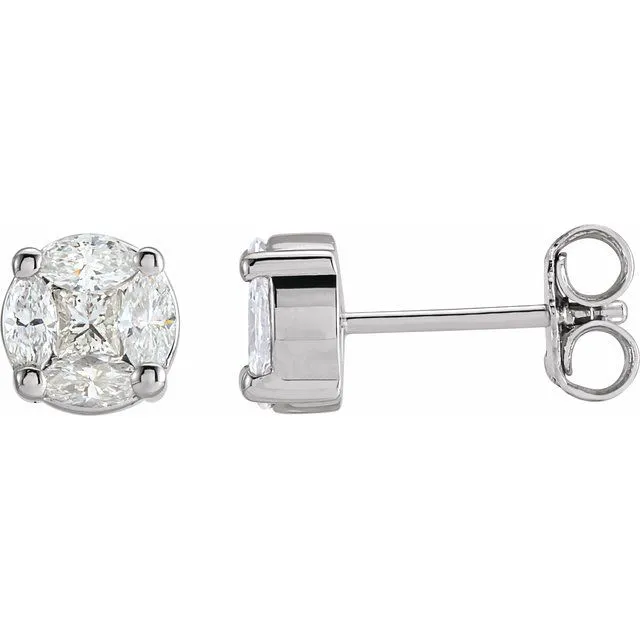 TreasureFineJewelers Earrings 14K White Gold 34 CTW Natural Diamond Cluster Earrings TreasureFineJewelers Earrings 14K White Gold 34 CTW Natural Diamond Cluster Earrings