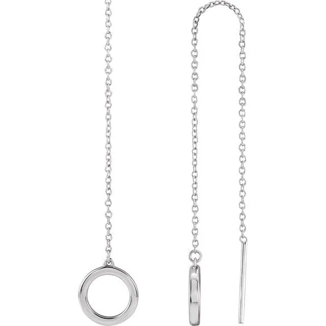 TreasureFineJewelers Earrings 14K White Gold Geometric Chain Earrings