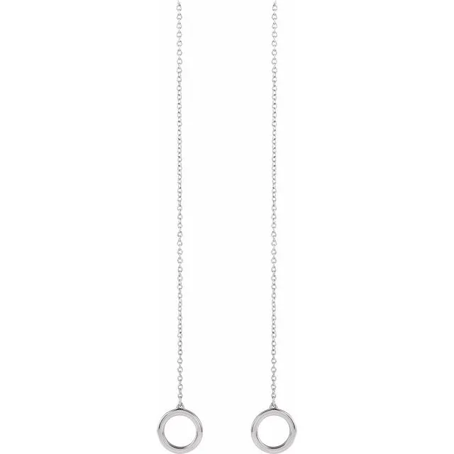 TreasureFineJewelers Earrings 14K White Gold Geometric Chain Earrings