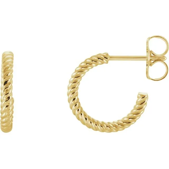 TreasureFineJewelers Earrings 14K Yellow 12 mm Rope Hoop Earrings