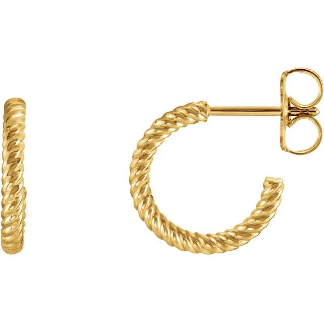 TreasureFineJewelers Earrings 14K Yellow 12 mm Rope Hoop Earrings