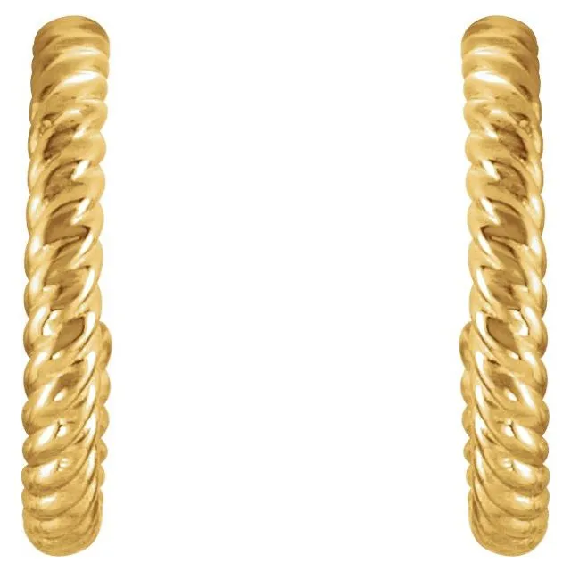 TreasureFineJewelers Earrings 14K Yellow 12 mm Rope Hoop Earrings