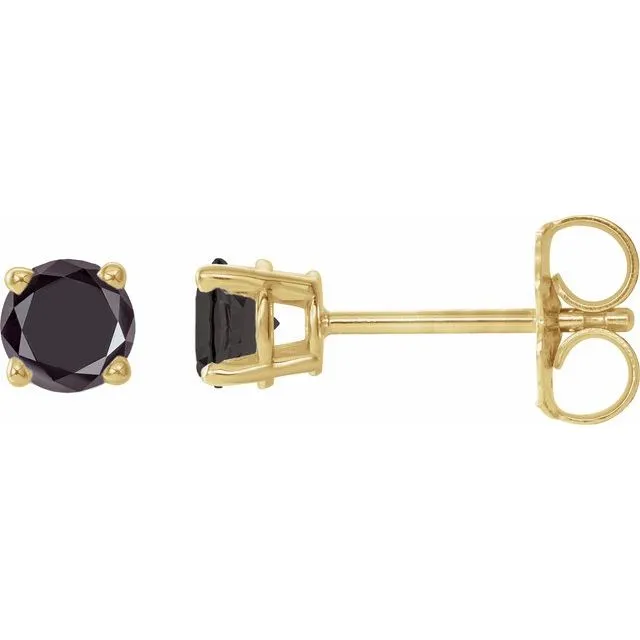 TreasureFineJewelers Earrings 14K Yellow Gold 13 CTW Natural Black Diamond Stud Earring with Friction Post TreasureFineJewelers Earrings 14K Yellow Gold 13 CTW Natural Black Diamond Stud Earring with Friction Post