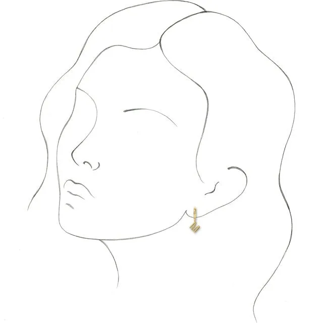 TreasureFineJewelers Earrings 14K Yellow Gold Initial M Hinged Huggie Earring