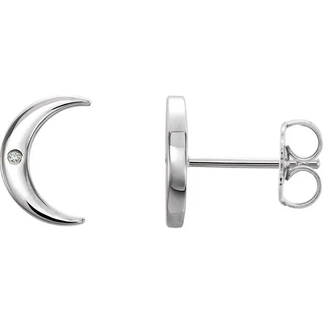 TreasureFineJewelers Earrings Platinum 005 CTW Natural Diamond Crescent Earrings TreasureFineJewelers Earrings Platinum 005 CTW Natural Diamond Crescent Earrings