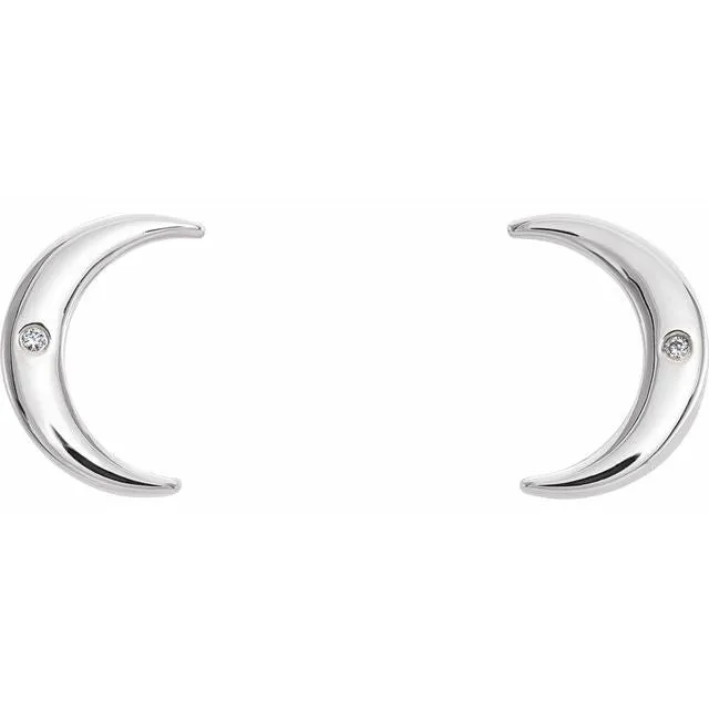 TreasureFineJewelers Earrings Platinum 005 CTW Natural Diamond Crescent Earrings