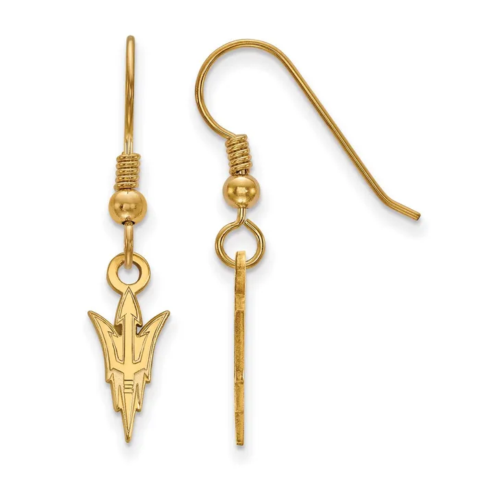 TreasureFineJewelers Earrings Sterling Silver Goldplated Arizona State University Pitchfork Small Dangle Wire Earrings TreasureFineJewelers Earrings Sterling Silver Goldplated Arizona State University Pitchfork Small Dangle Wire Earrings