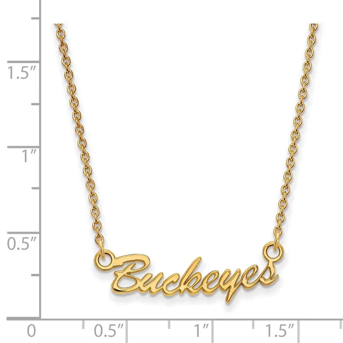 TreasureFineJewelers Necklaces 10k Gold The Ohio State University Small Buckeyes Script 18 inch Necklace