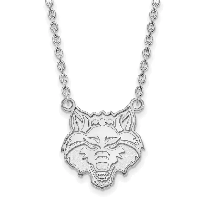 TreasureFineJewelers Necklaces 10K White Gold Arkansas State University Large Pendant wilth Necklace TreasureFineJewelers Necklaces 10K White Gold Arkansas State University Large Pendant wilth Necklace