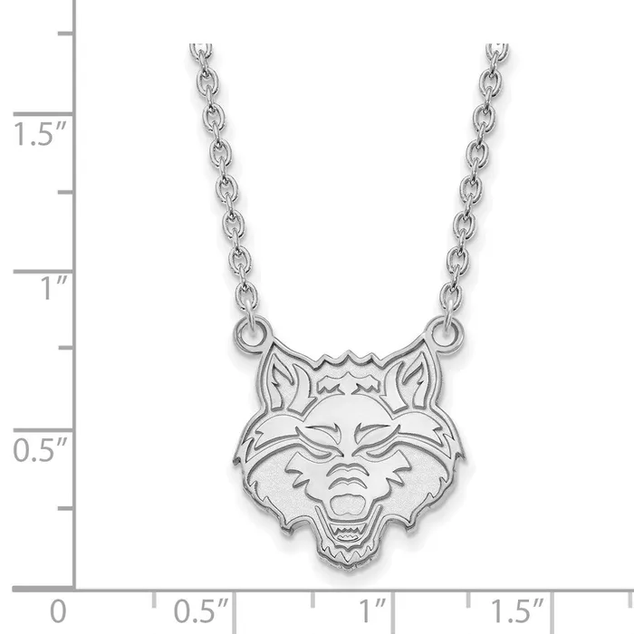 TreasureFineJewelers Necklaces 10K White Gold Arkansas State University Large Pendant wilth Necklace
