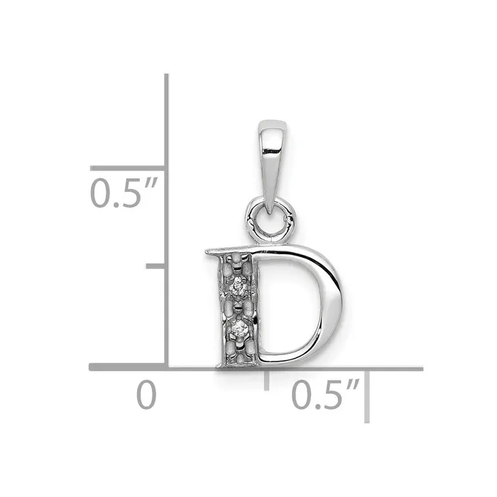 TreasureFineJewelers Necklaces 10k White Gold Diamond Initial D Pendant