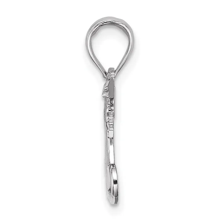 TreasureFineJewelers Necklaces 10k White Gold Polished MOM wHeart and Angels Pendant