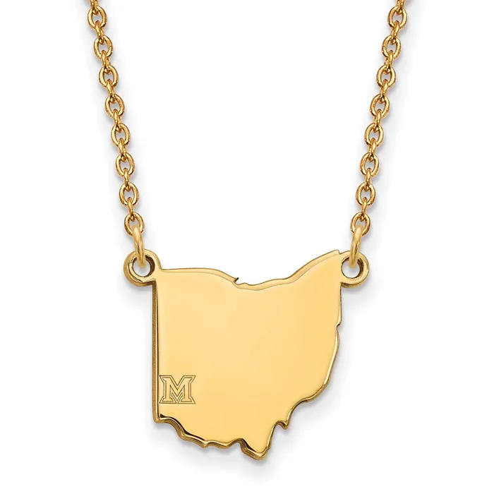 TreasureFineJewelers Necklaces 10K Yellow Gold Miami University State Necklace TreasureFineJewelers Necklaces 10K Yellow Gold Miami University State Necklace