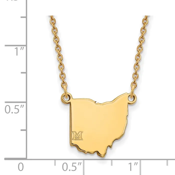 TreasureFineJewelers Necklaces 10K Yellow Gold Miami University State Necklace