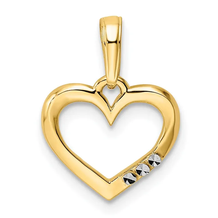 TreasureFineJewelers Necklaces 14k and White Rhodium Diamondcut Heart Pendant