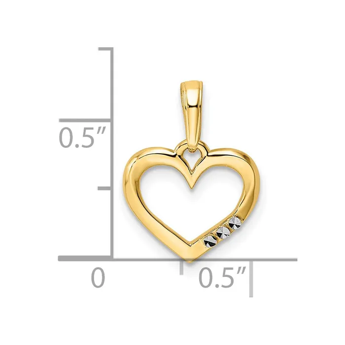 TreasureFineJewelers Necklaces 14k and White Rhodium Diamondcut Heart Pendant