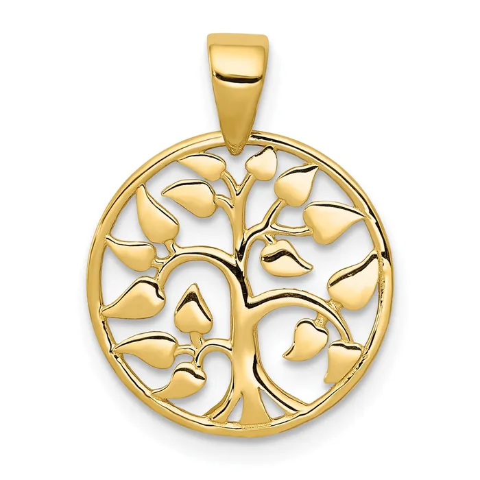 TreasureFineJewelers Necklaces 14k Gold Polished Tree in Circle Pendant