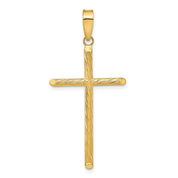 TreasureFineJewelers Necklaces 14K Polished Textured Fancy Cross Pendant TreasureFineJewelers Necklaces 14K Polished Textured Fancy Cross Pendant