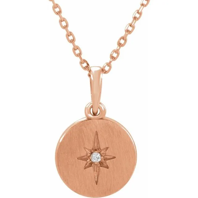 TreasureFineJewelers Necklaces 14K Rose 01 CT Diamond Starburst 1618 Necklace