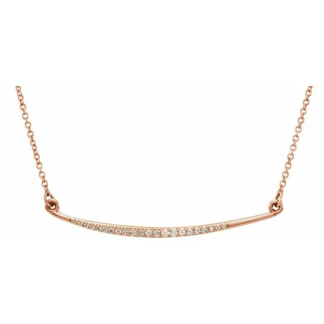TreasureFineJewelers Necklaces 14K Rose 18 CTW Diamond Curved Bar 16 Necklace