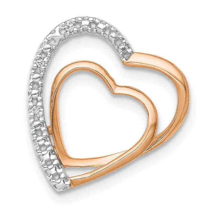 TreasureFineJewelers Necklaces 14k Rose Gold 01ct Diamond Double Heart Chain Slide TreasureFineJewelers Necklaces 14k Rose Gold 01ct Diamond Double Heart Chain Slide