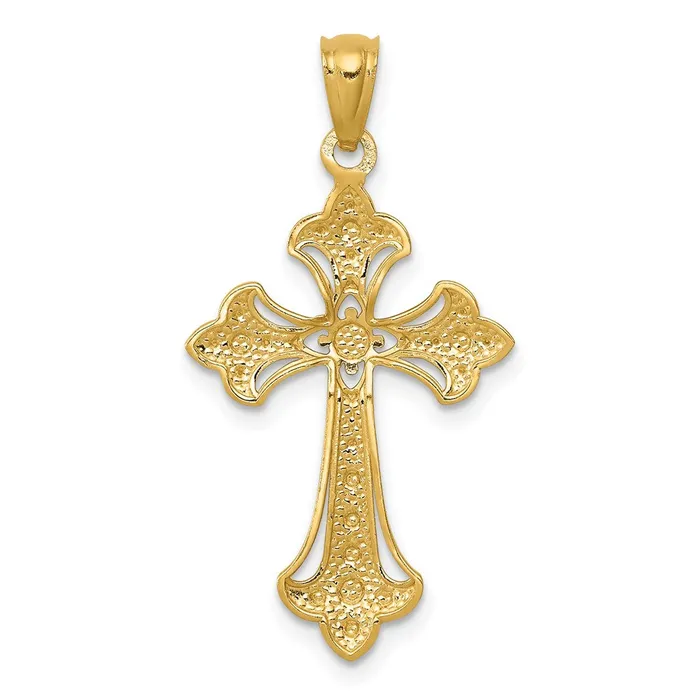 TreasureFineJewelers Necklaces 14k wRhodium Diamond Cut Cross Pendant