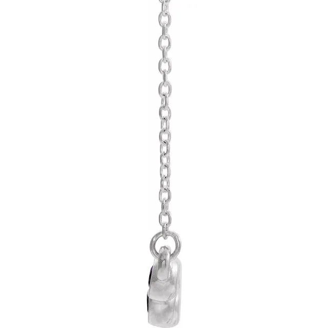 TreasureFineJewelers Necklaces 14K White Alexandrite BezelSet Bar 1618 Necklace