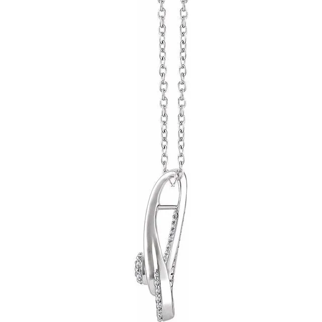 TreasureFineJewelers Necklaces 14K White Gold 15 CTW Natural Diamond Freeform 1618 Necklace