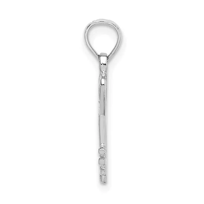 TreasureFineJewelers Necklaces 14K White Gold 3D Key w Heart Pendant