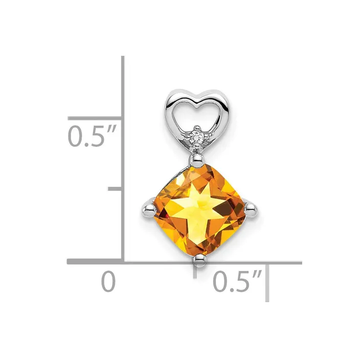 TreasureFineJewelers Necklaces 14k White Gold Citrine and Diamond Heart Chain Slide
