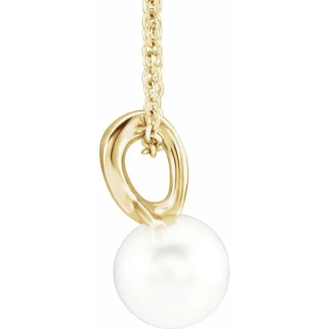 TreasureFineJewelers Necklaces 14K Yellow Freshwater Cultured Pearl Bypass 1618 Necklace