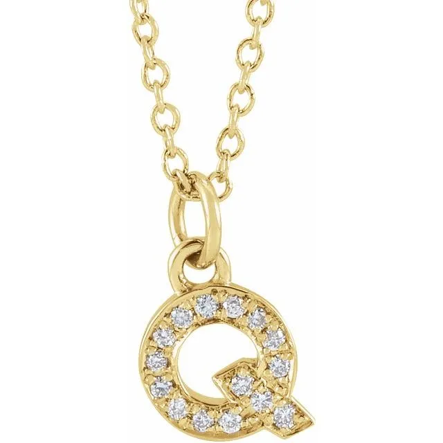 TreasureFineJewelers Necklaces 14K Yellow Gold 05 CTW Natural Diamond Petite Initial Q 1618 Necklace TreasureFineJewelers Necklaces 14K Yellow Gold 05 CTW Natural Diamond Petite Initial Q 1618 Necklace