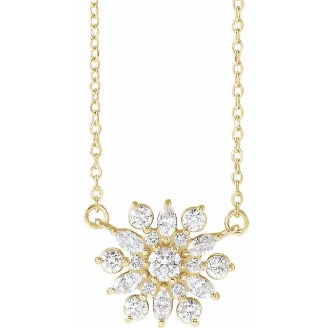 TreasureFineJewelers Necklaces 14K Yellow Gold 12 CTW Natural Diamond VintageInspired 18 Necklace TreasureFineJewelers Necklaces 14K Yellow Gold 12 CTW Natural Diamond VintageInspired 18 Necklace