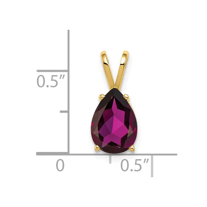 TreasureFineJewelers Necklaces 14k Yellow Gold 10x7mm Pear Rhodolite Garnet pendant