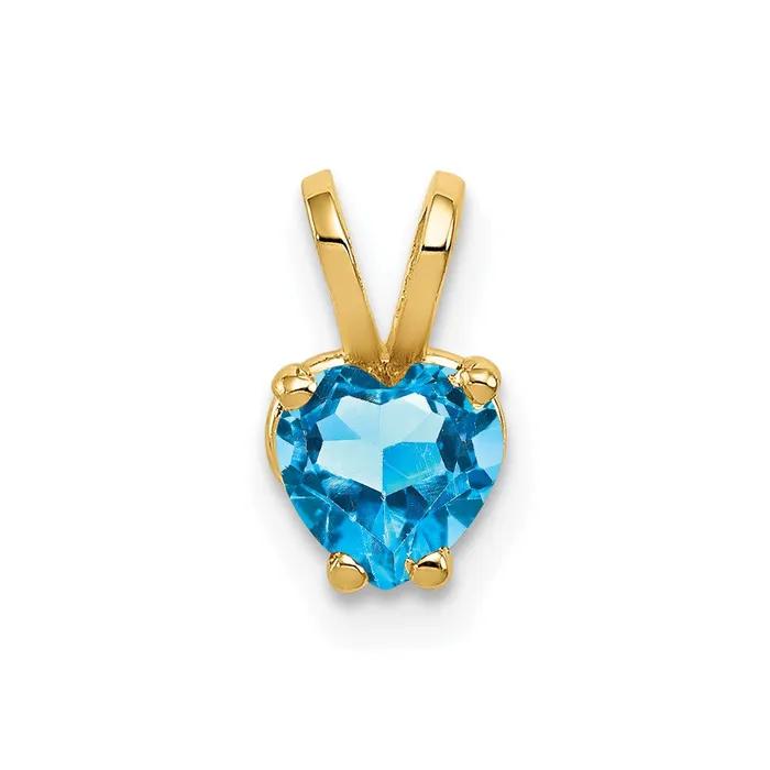 TreasureFineJewelers Necklaces 14k Yellow Gold 5mm Heart Blue Topaz pendant TreasureFineJewelers Necklaces 14k Yellow Gold 5mm Heart Blue Topaz pendant