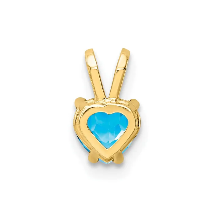 TreasureFineJewelers Necklaces 14k Yellow Gold 5mm Heart Blue Topaz pendant