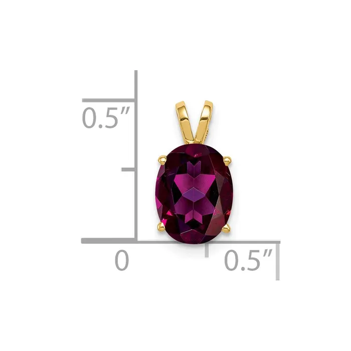 TreasureFineJewelers Necklaces 14k Yellow Gold 9x7mm Oval Rhodolite Garnet pendant