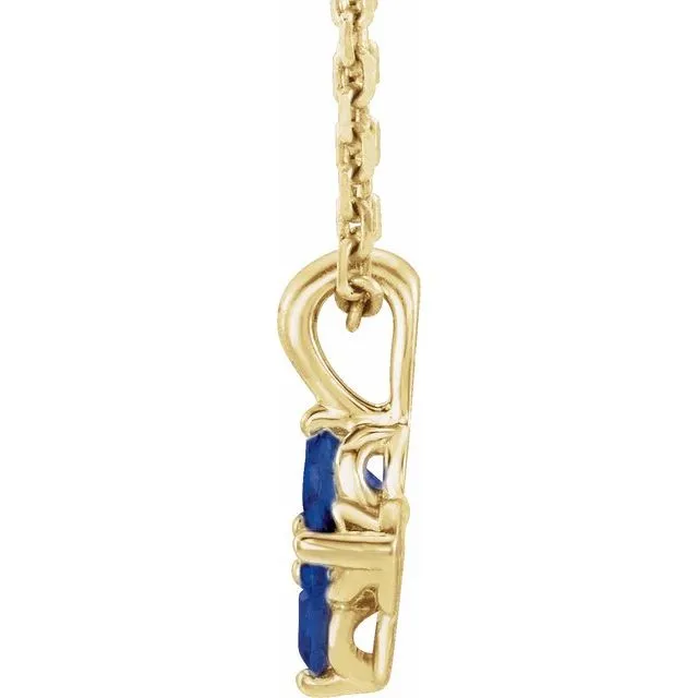 TreasureFineJewelers Necklaces 14K Yellow Gold Natural Blue Sapphire Youth 1618 Necklace