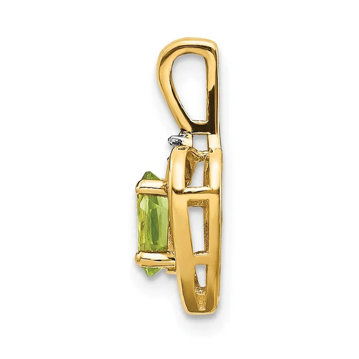 TreasureFineJewelers Necklaces 14k Yellow Gold Peridot and Diamond Heart Pendant