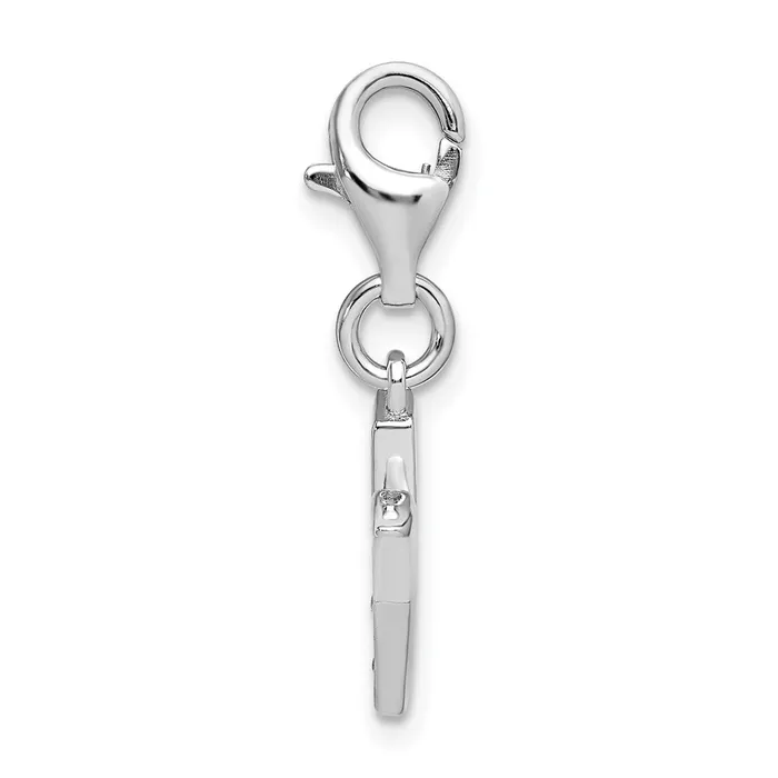 TreasureFineJewelers Necklaces Amore La Vita Sterling Silver Rhodiumplated Polished CZ Letter Y Initial Charm with Fancy Lobster Clasp