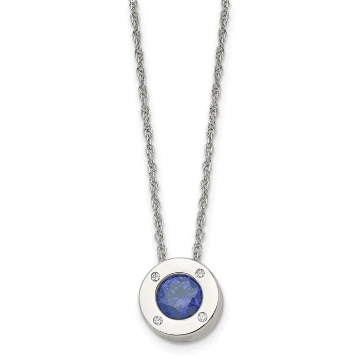 TreasureFineJewelers Necklaces Chisel Stainless Steel Polished CZ September Birthstone Circle Pendant on a 20 inch MultiLink Chain Necklace TreasureFineJewelers Necklaces Chisel Stainless Steel Polished CZ September Birthstone Circle Pendant on a 20 inch MultiLink Chain Necklace
