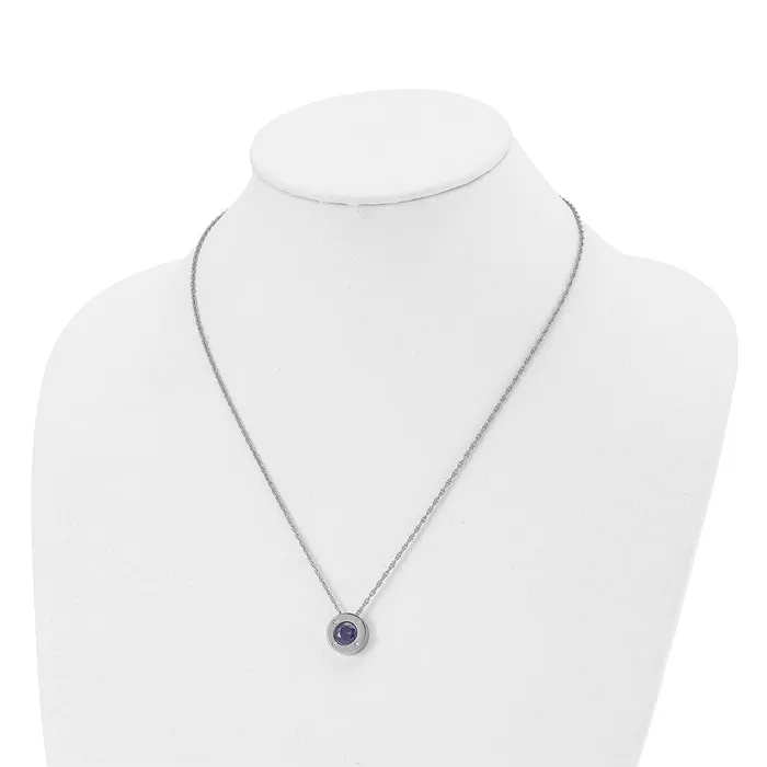 TreasureFineJewelers Necklaces Chisel Stainless Steel Polished CZ September Birthstone Circle Pendant on a 20 inch MultiLink Chain Necklace