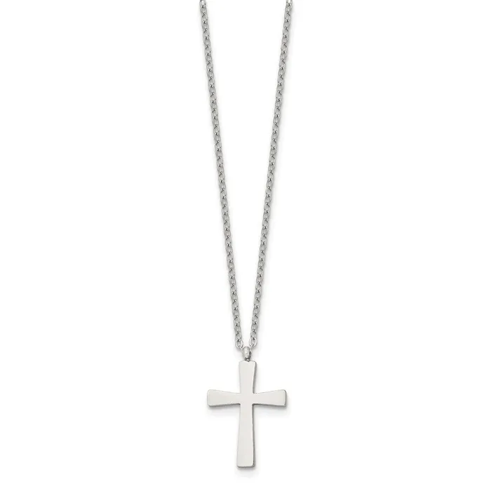 TreasureFineJewelers Necklaces Chisel Stainless Steel Polished Small Cross Pendant on a 18 inch Cable Chain Necklace