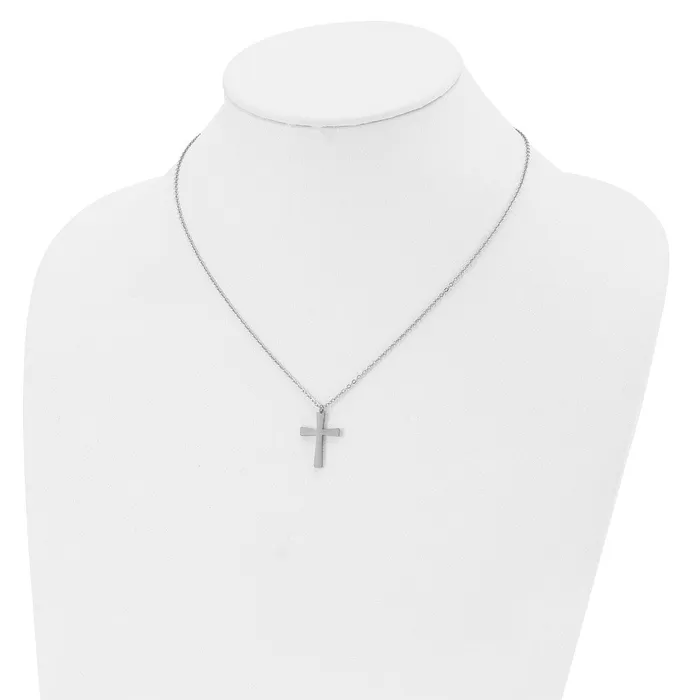 TreasureFineJewelers Necklaces Chisel Stainless Steel Polished Small Cross Pendant on a 18 inch Cable Chain Necklace