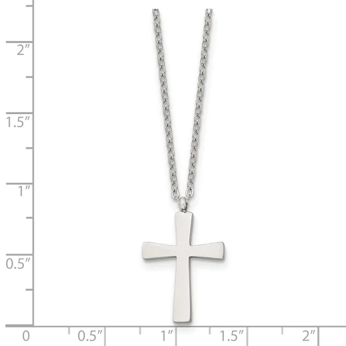 TreasureFineJewelers Necklaces Chisel Stainless Steel Polished Small Cross Pendant on a 18 inch Cable Chain Necklace