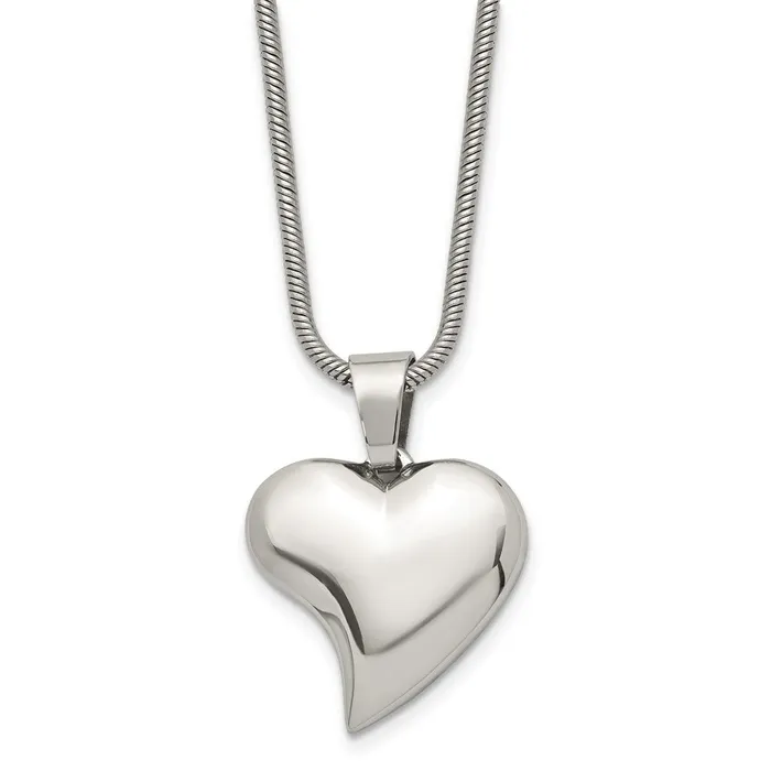 TreasureFineJewelers Necklaces Stainless Steel Polished Heart 18in Necklace TreasureFineJewelers Necklaces Stainless Steel Polished Heart 18in Necklace