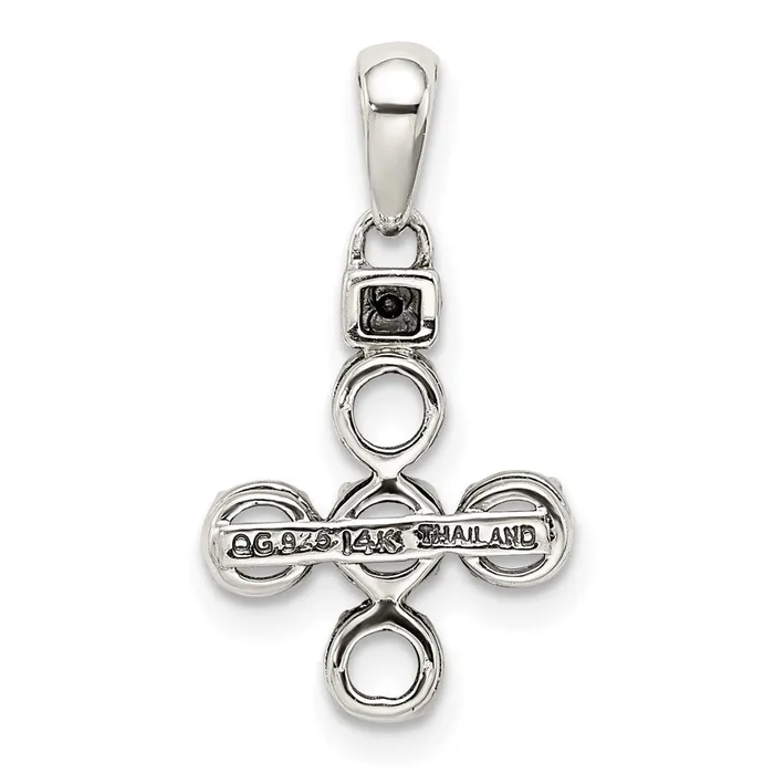 TreasureFineJewelers Necklaces Sterling Silver 14k Fivestone and Diamond Mothers Pendant